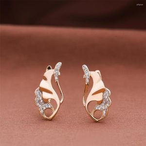 Dangle Earrings Dckazz Autumn Design Natural Stone 585 Rose Gold Color Cutout Earring Jewelry For Wife Christmas Present