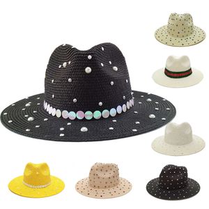 Beanie/Skull Caps Fashion Sequins Diy Straw Hat Women Män Sun Hat Luxury Panama Sun Protect Strah Beach Dekorera Summer Hat Gorras Para Mujer L221013
