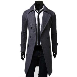 Men's Fur Faux Fur Men's Double Breasted Trench Coat Wool Blend High Quality Brand Fashion Casual Slim Fit Solid Color Men's Clothing Coat Jacket T221007