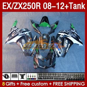 川崎忍者の注射フェアリングスタンクEX250R ZX250R 2008 2008 2009 2010 2011 2011 2012 ZX250 EX250 R 163NO.96 ZX-250R 08-12 EX ZX 250R 08 09 10 11 12 OEMフェアリングシルヴィーグレー