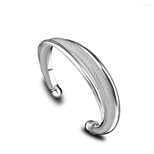 Bangle europeisk och amerikansk stil guldpläterad silverarmband dubbeltråd nät