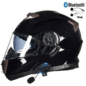 Motorcykelhjälmar GXT 160 Bright Black Safety Downhill Modular Flip Up Bluetooth Hjälm Högkvalitativ Dual Lens Motocross Racing Casque