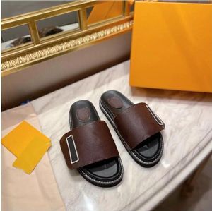 نساء فيلكرو Slippers Sandals Slipper Luxurys Slides Top Designer Summer Fashion Flateds Flated Leather مع صندوق كبير الحجم 35-45