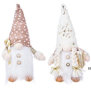 Gnomes Christmas Decorations with LED Light Plush Doll Tabletop Ornaments Winter Holiday Party Home Decor JNB16420