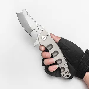 Heeter Knifeworks Folding Knife of War Heavy Limited Custom Version Strong S35VN Blade TC4 Titanium Handle 야외 장비 전술 도구 포켓 EDC