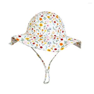 Hats Bucket Hat Kids Girl Sun Summer Beach White Big Brim With String Protection Breathable Accessory Baby Holiday Outdoor Cap