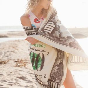 Scarves Money 100-Dollar Bill Print Swimming Quick Dry Blanket Large Soft Beach Towel Gym Pool Absorbent Easy Care Nightwear
