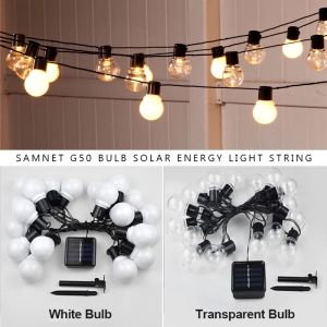 LED Solar Garden Lights Outdoor Garland Street G50 Bulb String Light As Christmas Decoration Lamp For Garden Indoor Holiday Lighting