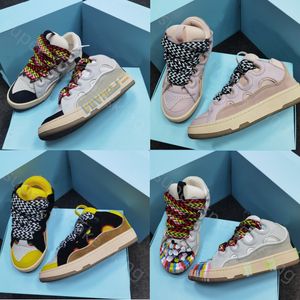 Klassische Freizeitschuhe, Designer-Curb-Sneakers, mehrfarbiges Nappa-Kalbsleder, Gummi-Plattform, Luxus-Sneaker für Herren und Damen, Leder-Mesh-Gewebe, Größe 35–46