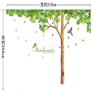 Window Stickers Big Size Extra Large Family Tree Wall Decal Fresh Green Leaves Mural Removable Home Decor Art