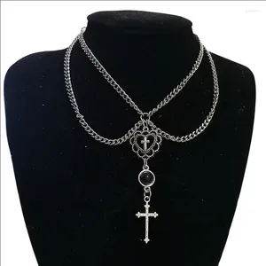 Choker Y2k Gothic Punk Style Hollow Heart Cross Pendant Necklace Religion Dark Art Goth Jewellery Necklaces For Women Rock Metal Gifts