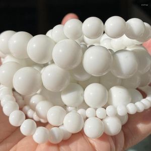 Beads Natural White Agates Stone 4/6/8/10/12mm Smooth Round For Jewelry Making Spacer Loose Diy Bracelets Jewelery 15"