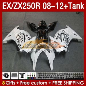 Injection Fairings & Tank For KAWASAKI NINJA EX250R ZX250R 2008 2009 2010 2011 2012 ZX250 EX250 R 163No.107 ZX-250R 08-12 EX ZX 250R 08 09 10 11 12 OEM Fairing white glossy