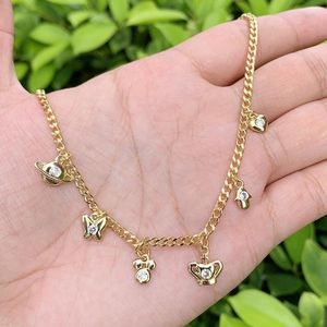 Chains Cute Different Style Mini CZ Micro Insert Gold-plated Pendant Brass Cuba's Chain Necklace Suitable For Anniversary/Birthday Gift