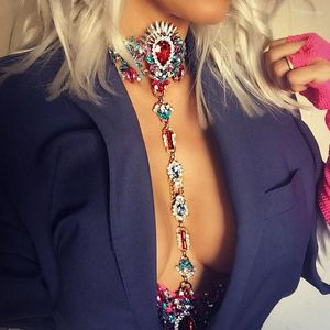 Colares pendentes Lady Sexy Diy Gem Summer Summer Body Chain Colar para mulheres Declaração de luxo Rhinestone Maxi Jóias