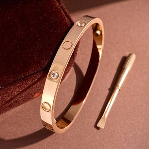 Jewelry Designer Classic 6mm Mens Bracelet Bolt Driver Screw Fashion Bangle Titanium Steel Alloy Gold-plated Craft Never Fade Not Allergic CjewelerO7R6