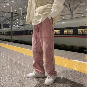 Men's Jeans Men's 2022 Straight Harem Summer Pink/blue Korean Man Lose Denim Pants Streetwear Male Casual For Men Solid Color S-3XL