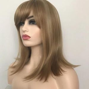 Moda Long Bobs Blonde Substituição de substituição de cabelo em fibra sintética Diário, desgaste perucas completas para mulheres perucas de fantasia de Halloween