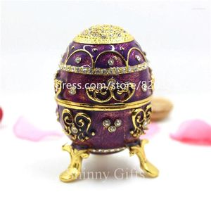 Jewelry Pouches Easter Egg Bejeweled Trinket Box Metal Tabletop Gifts Valley Russian Luxury