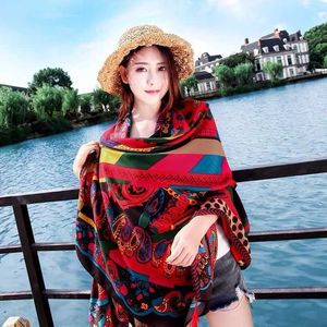 Scarves Travel sun protection national style cotton and linen scarf women's new beach swimsuit anti UV Chaka Salt Lake Cape