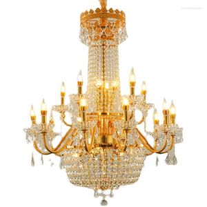 Kronleuchter Europäische Kristall Wohnzimmer Licht Luxus Atmosphäre Villa Rrestaurant Lampe Duplex EL Gold Led Glas Leuchte