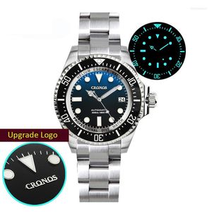 Orologi da polso Cronos Orologio subacqueo professionale da uomo Quadrante sfumato Lunetta in ceramica con zaffiro Movimento automatico NH35 Resistente all'acqua 2000 m