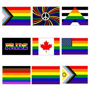 90 x 150 cm, 3 x 5 Fuß, Bannerflaggen, LGBT-Gay-Pride-Fortschritts-Regenbogenflagge, versandfertig, direkt ab Werk, doppelt genäht