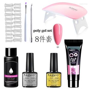 Kits de arte unhas Conjunto de gel Lâmpada de LED de 6W Conjuntos de manicure completos de extensão de extensão Poly Gels for Nails Tool Kit