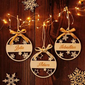 Weihnachtsdekorationen aus Holz, Geschenketikett, personalisierter individueller Name, Holzornament, Baumideen