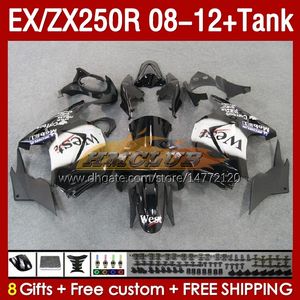 フェアリングスタンクOEM for Kawasaki Ninja ZX250R EX250R 08 09 10 11 12 ZX250 EX250 R 163NO.73 ZX-250R 2008 2009 2010 2012 2012 EX ZX 250R 08-12注入フェアリングブラックウェストブルク