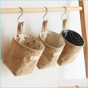 Storage Baskets Basket In Stock Creative Cotton And Linen Desktop Storages Bags Wall Mounted Storage Hanging Bag 74 P2 Drop Delivery Dhve4