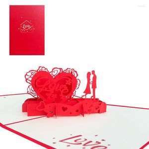 Cartões de felicitações Love Heart Up Day Card 3D pop -up para aniversário de casamento todas as ocasiões esposa marido marido