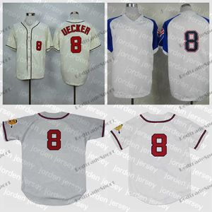 Maglie da baseball NUOVO College Mens # 8 Bob Uecker Vintage 1962 Maschio Bianco Grigio cucito Jersey Beige