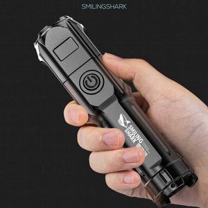 Flashlights Torches Extremely Bright ABS Strong Light Focus LED Flashlight Outdoor Portable Household Rechargeable Multi-function Luminou Flashlight L221014