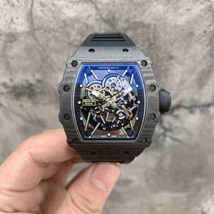 RM35-02 Zegarek z włókna węglowego Męska automatyczna maszyna R Przezroczysta taśma dwustronna Watch Watch