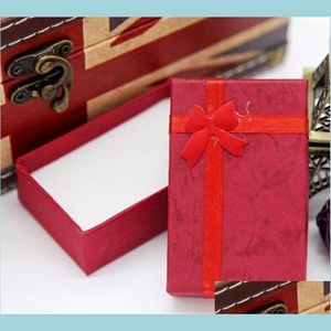 Storage Boxes Bins Bow Gift Box Mti Colour Necklace Pendants Earring Stud Organizer Jewelry Packing Paper Case Drop Delivery 2022 Ho Dhyig