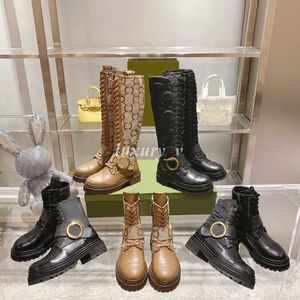 Designerstövlar Dam Blondie Ankel Boots Lyxiga Vinter Over-the-knee Boot Blond Läder Broderi Canvas Dragkedja Dam Sexig Svart Hög Bootie