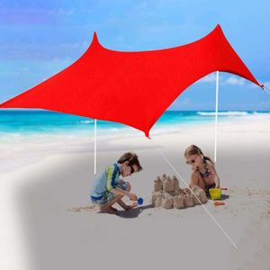 Strand Sunshade Familie Lichtgewicht Zonneschaduw Tent met zandzak ankers UV Grote draagbare luifel voor parken Y0706