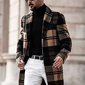 Men's Fur Faux Fur Autumn Winter Fashion Men's woolen Coats Solid Color Single Breasted Lapel Long Coat Jacket Casual Overcoat Casual Trench T221007