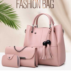 Bolsas de noite 3pcs/conjunto de crossbody de grande capacidade para mulheres vintage pu tassel moda ombro ladies carteira pequena bolsa l221014