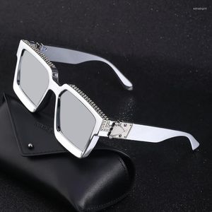 Solglasögon för män Mode solglasögon Glasögon Kvinnor Stor fyrkantig diamantprydd miljonär Gafas De Sol Lyxdesigner vintage