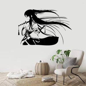 Wall Stickers Samurai Geisha Japanese Katana Swords Anime Decorative Sticker Interior Home Decor Room Decals Removable Mural