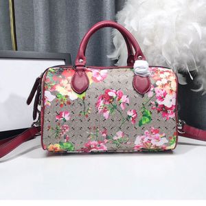 Bolsas de travesseiro de lona Bolsas de grife feminino Gram Tian Bicolor Blooms Letra Imprimir bolsas de ombro de ombro de luxo Lady Leather Handbag Bolsa Crossbody Shopping Bag