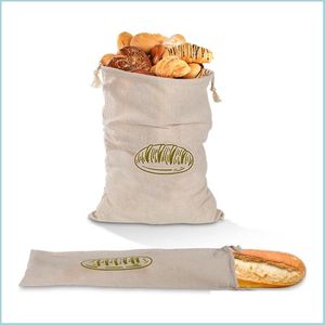 Storage Bags Bunched Bread Storage Bags Linen Bag Reusable French Baguette Dstring Home B3 Drop Delivery 2022 Garden Housekee Organiza Dhdja