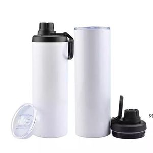 20oz Sublimation Straight Tumbler Double Wall Stainless Steel Vacuum Insulated Cups Bottle With Two Lids Straws JNB16430