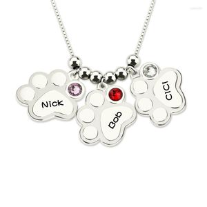 Collane con ciondolo Bella collana con nome in costume Collana in argento sterling 925 con stampa di cani per le donne Amanti degli animali domestici Pietra personalizzata con lettere