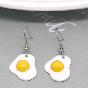 Kolczyki Dangle 1 para zabawa smażona kropla jajka dla kobiet prezent moda kreatywna urocza geometria żółtka koszulowana biżuteria z jedzeniem