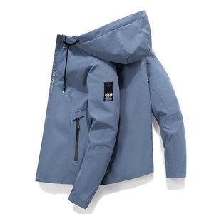 メンズジャケット2023新しい韓国のカジュアルメンズジャケットプラスサイズの薄いフード付きジャケット風力向上通気性コート男性服の秋の冬服t221017