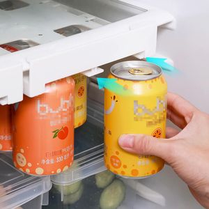 Beer Soda Storage Rack Refrigerator Soda Can Beverage Bottle Swipeable Organizer Shelf Kitchen Fridge Capacity Dispenser