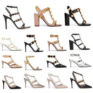 designer dress shoes women sneakers pump high heels Pointed Toes Patent Leather Metallic Gold Black Rose Womens Sandals party wedding sandales